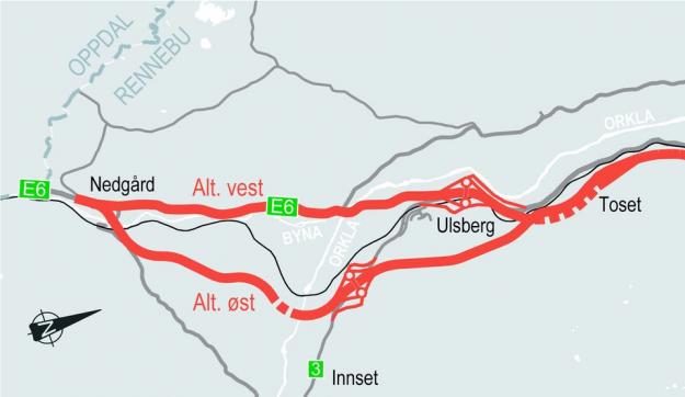 Nye Veier har reguleringsplaner for to traséalternativer fra Nedgård til Toset i Rennebu kommune. Nå har de gitt sin anbefaling til kommunen om hvilken trasé de bør gå videre med.